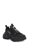 Balenciaga Kid's Triple S Tonal Mix-media Chunky Sneakers, Toddler/kids In Black