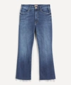 Mother The Tomcat Ripped Crop Straight Leg Jeans In Blue