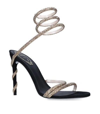 René Caovilla Cleo Crystal-embellished Leather Heeled Sandals In Blk/other