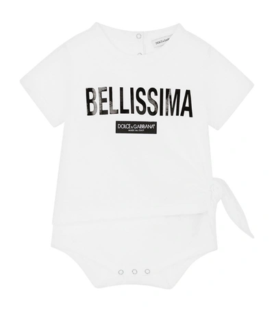 Dolce & Gabbana Babies' Kids Bellissima Motif Bodysuit (0-24 Months) In White