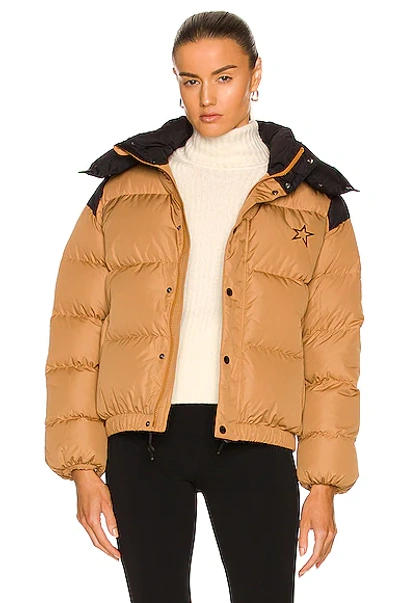 Perfect Moment Moment Logo-print Shell-down Puffer Jacket In Brown Sugar