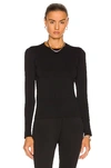 Cordova Round Neck Ribbed Stretch-knit Top In Onyx