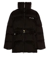 Off-white Hands Off Belted Puffer Down Jacket In Black