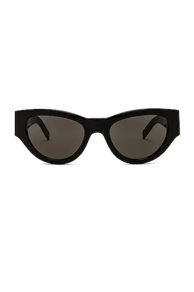 Saint Laurent Monogram Acetate Cat Eye Sunglasses In Shiny Black