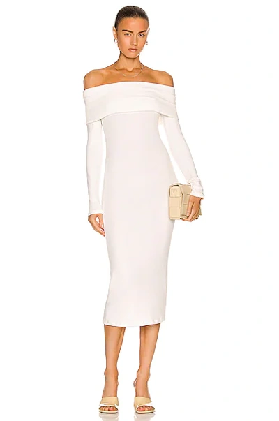 Enza Costa Sweater Knit Off The Shoulder Dress In Winter White