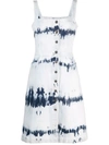 Stella Mccartney Tie-dye Bleach Denim Button-front Dress In Blue