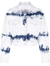 Stella Mccartney Indigo Stripe Tie-dye Cropped Denim Jacket In Blue