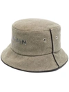BALMAIN B-ARMY LOGO-PRINT PIPED-TRIM BUCKET HAT