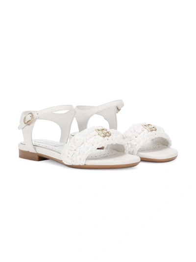 Dolce & Gabbana Kids' White Raffia Sandals