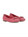 DOLCE & GABBANA LOGO-BOW LEATHER BALLERINA PUMPS