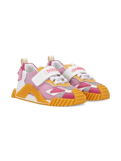 Dolce & Gabbana Kids' Mixed-material Color-block Ns1 Sneakers In Multicolor