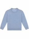 Dolce & Gabbana Embroidered Logo Cashmere Jumper In Blue