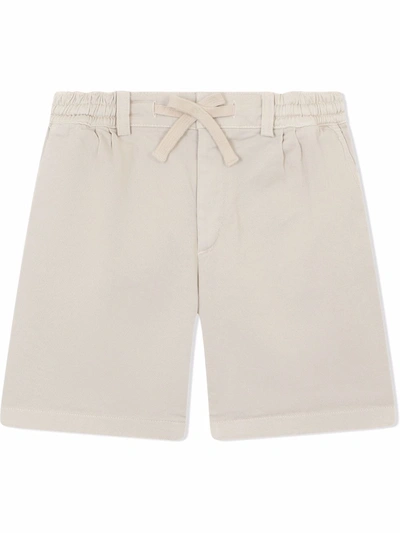 Dolce & Gabbana Kids' Drawstring Stretch-cotton Shorts In Neutrals