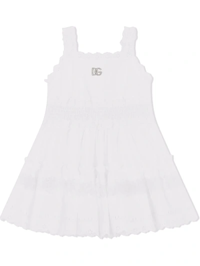 Dolce & Gabbana Kids' Empire-line Cotton Sundress In White