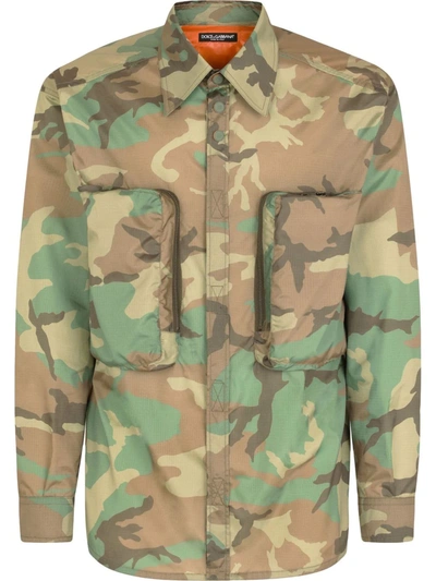 Dolce & Gabbana Camouflage-print Nylon Shirt In Multicolor