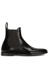 Dolce & Gabbana Black Brushed Leather Ankle Boot Scarpe Basse Black In Black