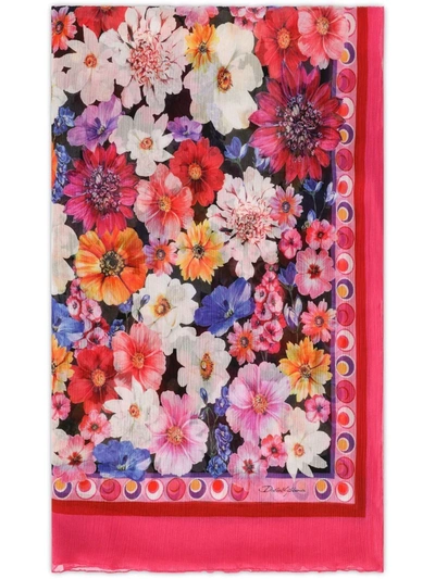 Dolce & Gabbana Bouquet-print Cashmere-blend Scarf In Multicolor