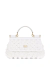 Dolce & Gabbana Small Sicily Raffia Crochet Shoulder Bag In White