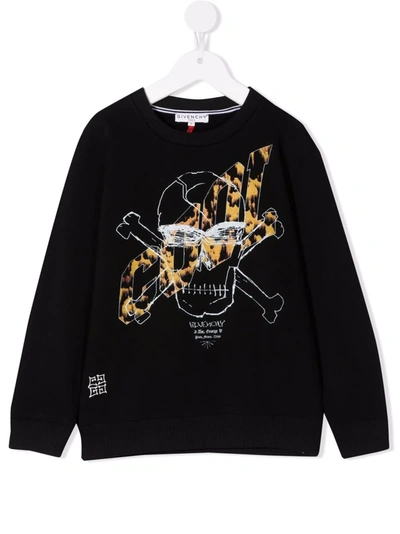 Givenchy Kids' Skull Print Sweatshirt In Black