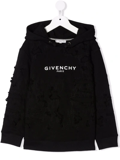 Givenchy Kids Textured Logo Hoodie (4-14 Years) In Black