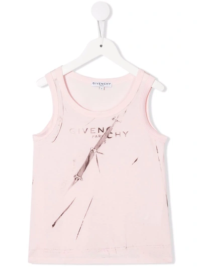 Givenchy Kids' Cotton Tank Top With Logo In Pink