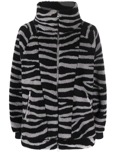 Adidas By Stella Mccartney Animal-print Fleece Jacket In Black