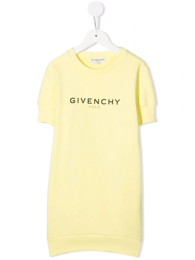 Givenchy Kids' Logo-print Short-sleeve Dress In Yellow