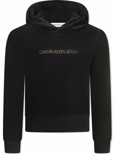 Calvin Klein Jeans Est.1978 Kids' Embroidered-logo Hoodie In Black