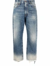 R13 Kelly Cropped Distressed-hem Jeans In Blue