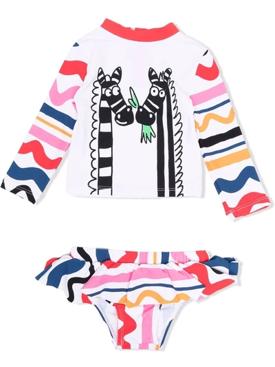 Stella Mccartney Babies' Zebra-print Two-piece Swim Set In White