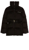 Off-white Hands Off Belted Puffer Down Jacket In Black