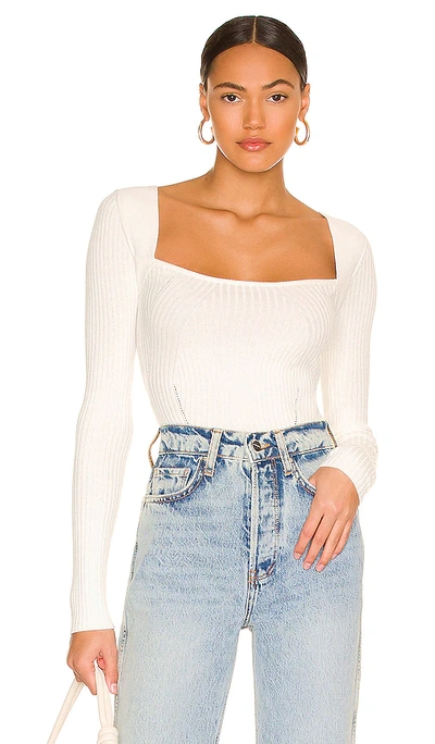 Lovers & Friends Tie Back Fitted Rib Sweater In White
