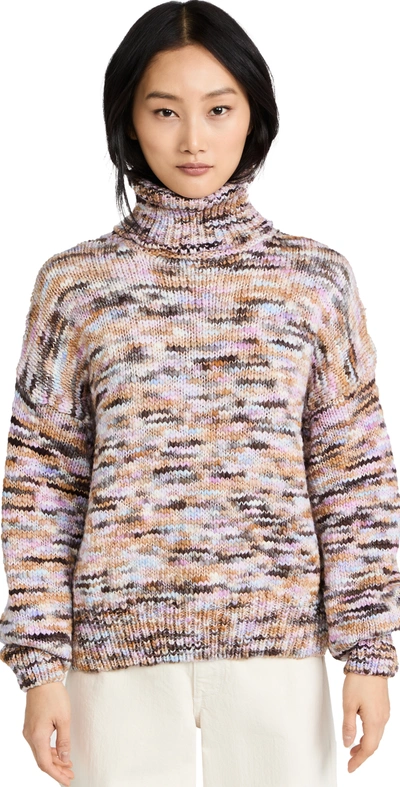 A.l.c Harper Marled Wool Turtleneck Sweater In Brownaquapink Mix