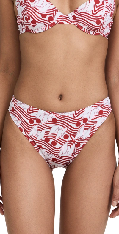 Fisch + Net Sustain Printed Stretch-econyl Bikini Briefs In Red