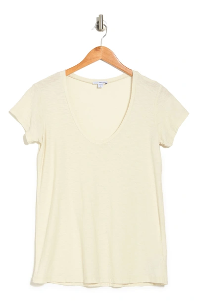 James Perse Deep V-neck T-shirt In Alabaster