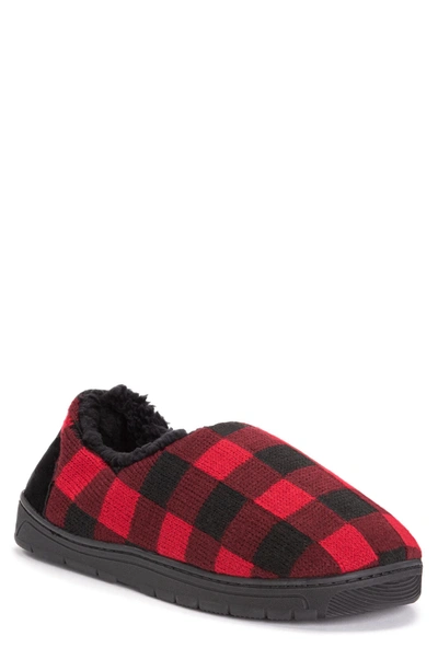 Muk Luks John Faux Shearling Lined Slipper In Red/black