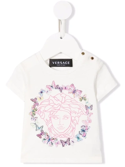 Versace Babies' Girls White Cotton Logo T-shirt