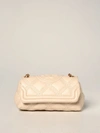 Tory Burch Mini Fleming Bag In Quilted Leather In Beige