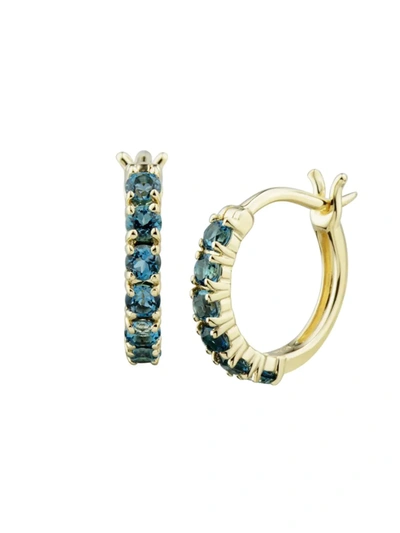 Saks Fifth Avenue Women's 14k Yellow Gold & London Blue Topaz Hoop Earrings
