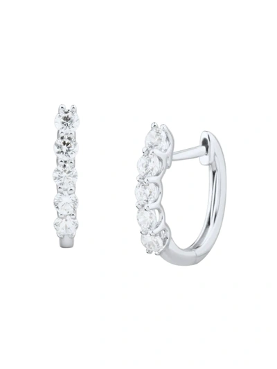Saks Fifth Avenue Women's 14k White Gold & Diamond Hoop Earrings