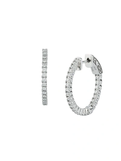 Nephora Women's 14k White Gold & Diamond Huggie Hoop Earrings