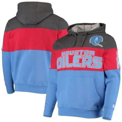 Starter Men's  Gray And Red Houston Oilers Extreme Fireballer Throwback Pullover Hoodie In Gray,red