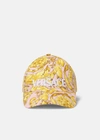 Versace Barocco Print Logo Cap, Male, Pink+yellow, 59 In Pink+yellow