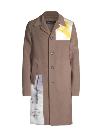 Lanvin Taupe Single-breasted Coat With Prints In Beige