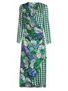 Rixo London Betty Wrap Dress In Retro Floral Houndstooth