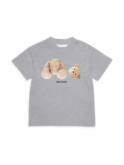 Palm Angels Boys Grey Kids Bear-print Short-sleeve Cotton T-shirt 4-10 Years 8 Years In Forest Green