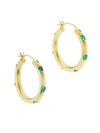 Jenna Blake Women's 18k Yellow Gold & Emerald Hoop Earrings