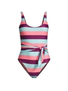 Tanya Taylor Daphne Striped One-piece Swimsuit In Salmon Rose Strip
