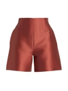 Adam Lippes Silk-wool High-rise Shorts In Terracotta