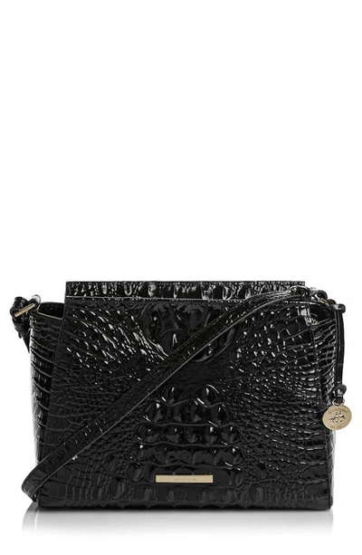 Brahmin Hillary Croc Embossed Leather Crossbody Bag In Black